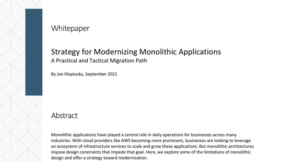 Whitepaper - Strategy for Modernizing Monolithic Applications